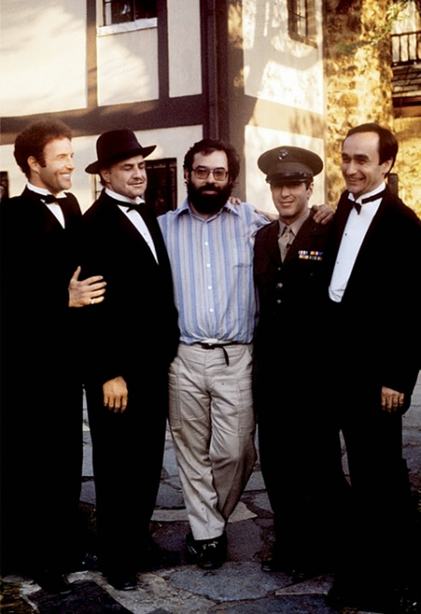 Coppola, center, with cast members James Caan