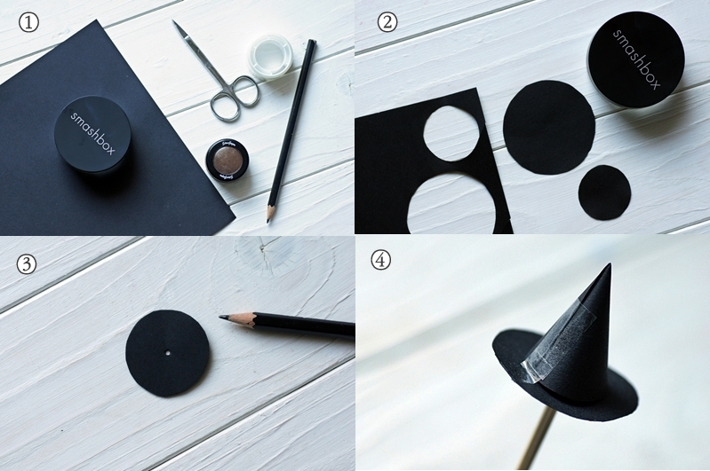 Hexen Cupcakes DIY Hexenhut aus Papier basteln