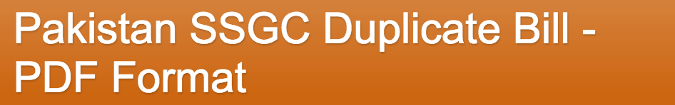 Pakistan SSGC Duplicate Bill - PDF Format
