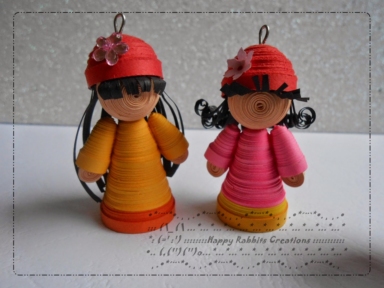 Happy Rabbits Creations Handmade 3D Paper Quilling Dolls
