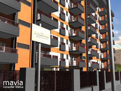 Edifici 3d -  appartamenti moderni per civile abitazione, 3D Rendering