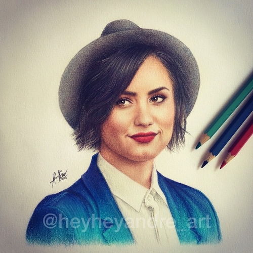 11-Demi-Lovato-André-Manguba-Celebrities-Drawn-and-Colored-in-with-Pencils-www-designstack-co