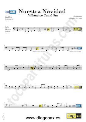 Tubepartitura Nuestra Navidad partitura para Fagot y Violonchelo Villancico popular Andaluz de Canal Sur