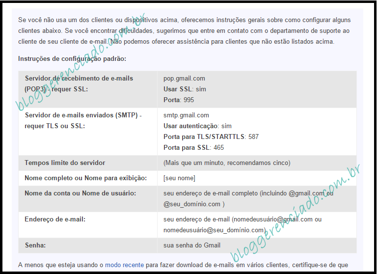 Configurando contas