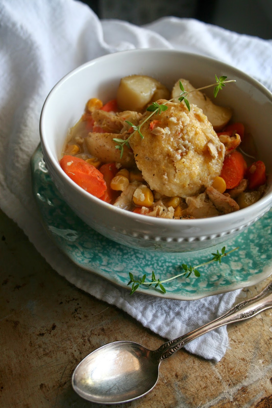 Annie à la Mode CrockPot Chicken & Cornmeal Dumplings