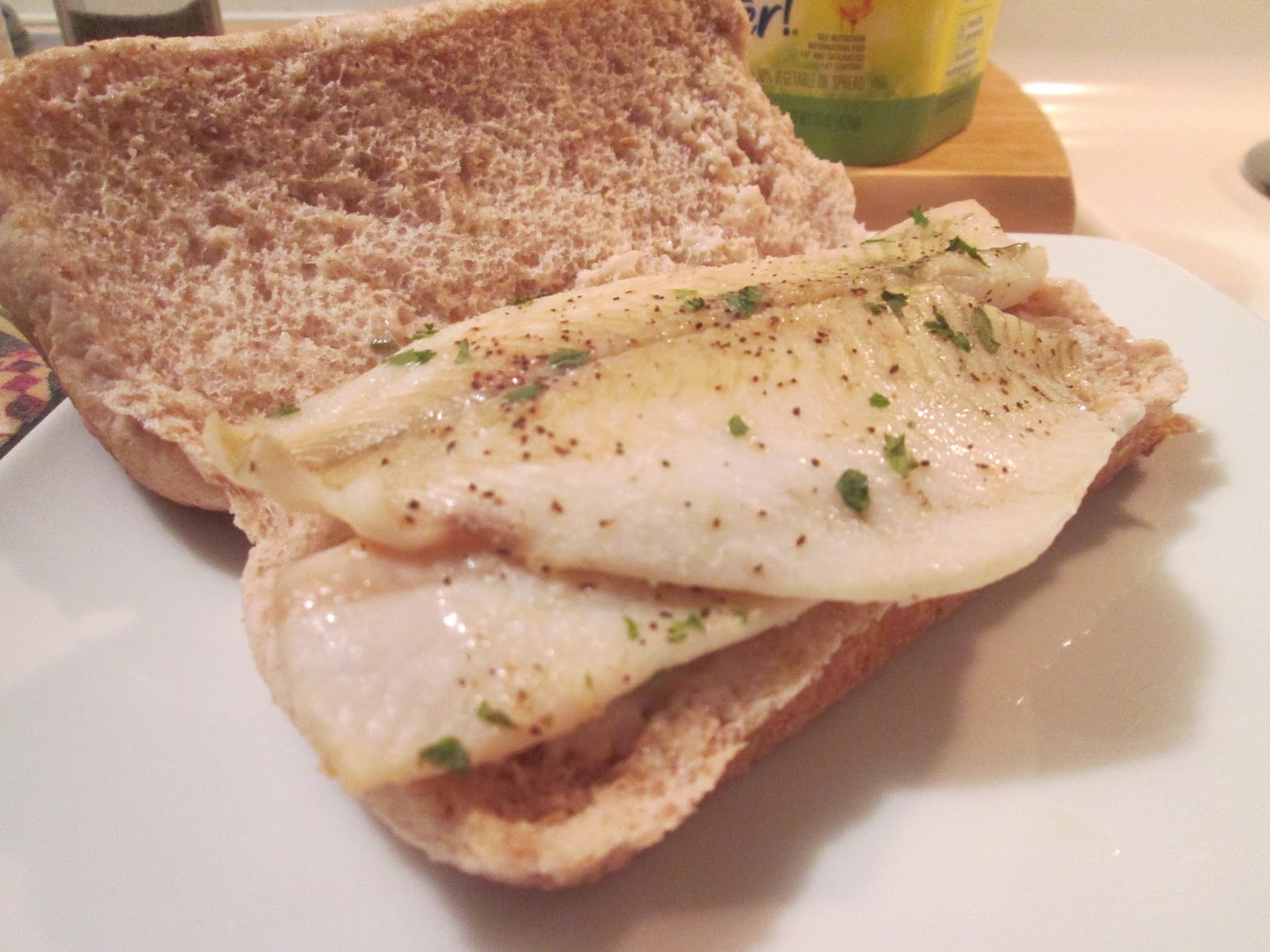 Diab2Cook Baked Flounder Sandwich w/ Egg Noodles