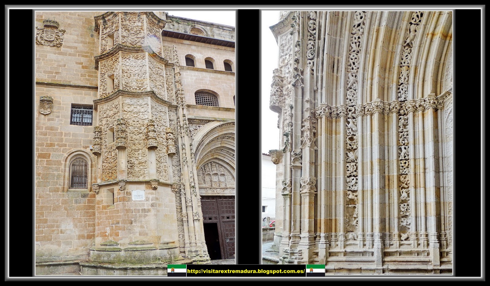 Coria. Catedral. Caracol y detalle Portada del Evangelio.