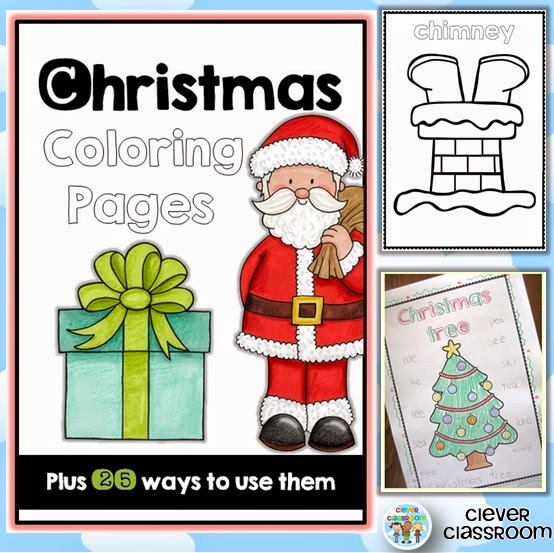 Christmas Coloring/Vocab Pages and 25 ways to use them