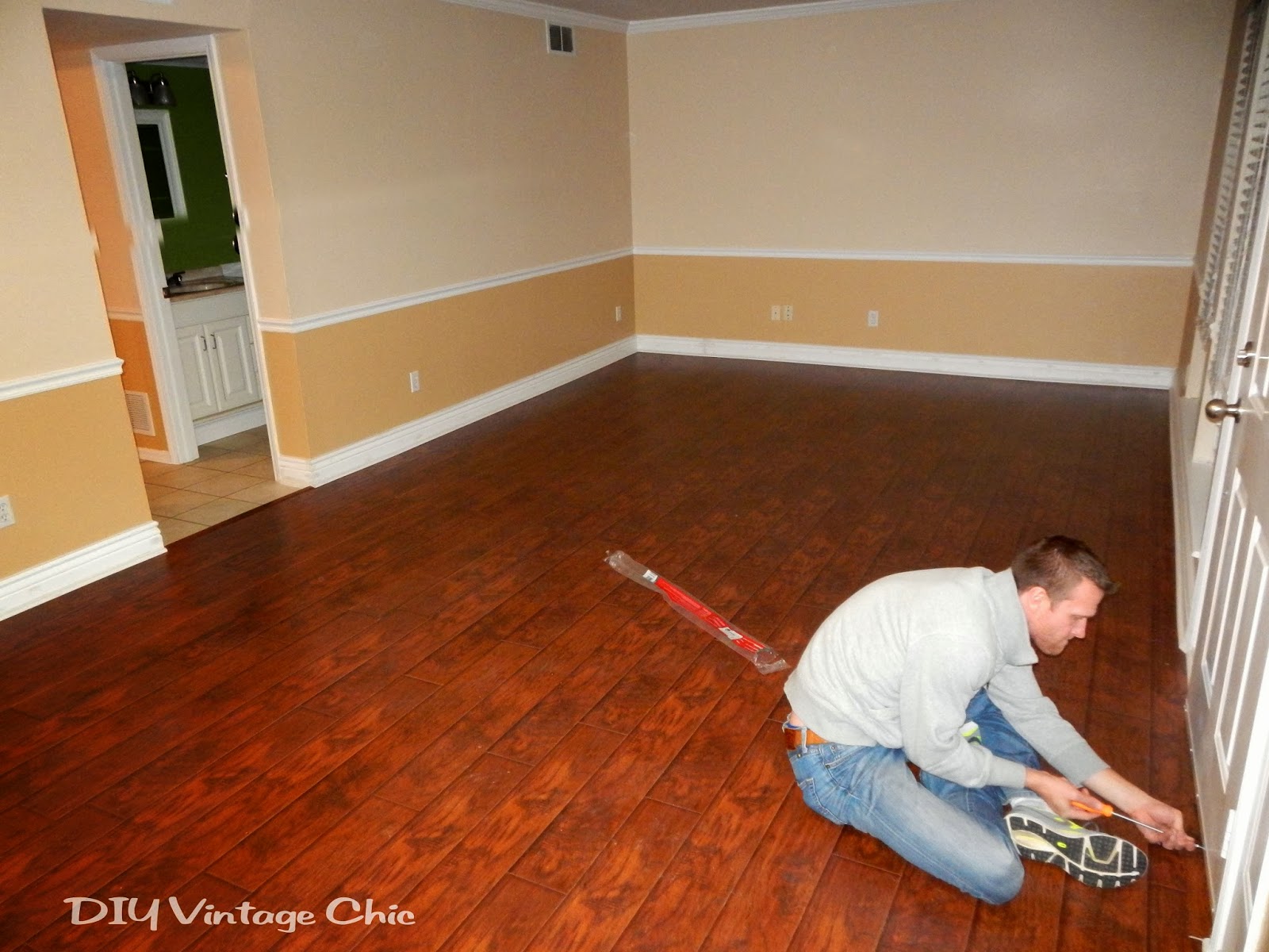 DIY Vintage Chic DIY Laminate Flooring Project Completed