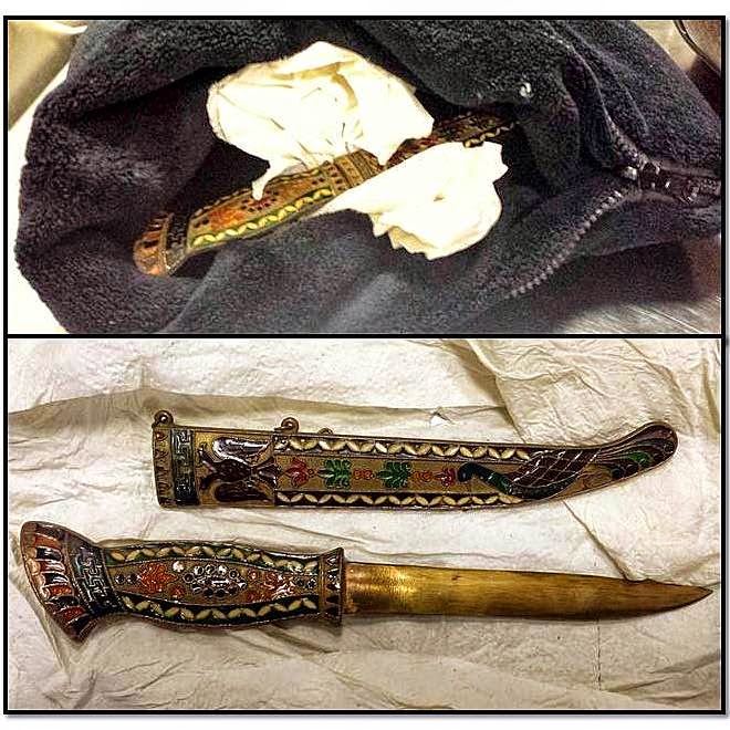 Knife discovered inside a neck pillow at PHL. Knife discovered inside a neck pillow at PHL.