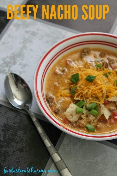 Beefy Nacho Soup | A shortcut soup for a busy night - and it's cheesy! #soup #recipe