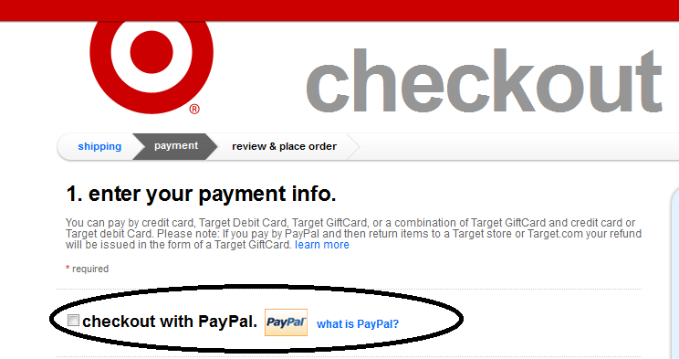 Target payment options online