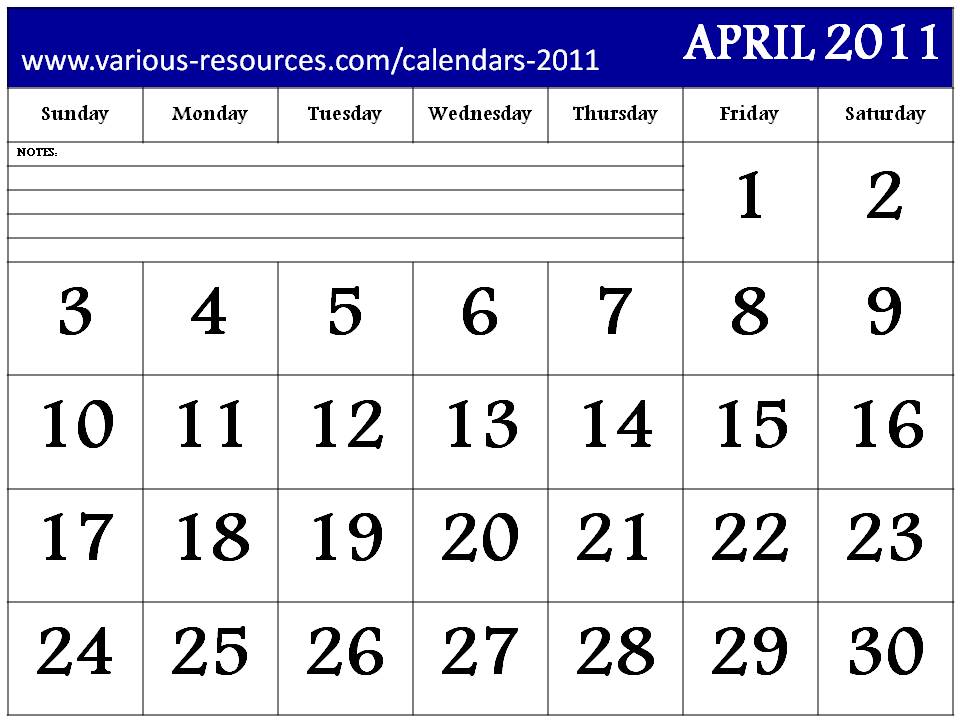 April+month+2011+calendar