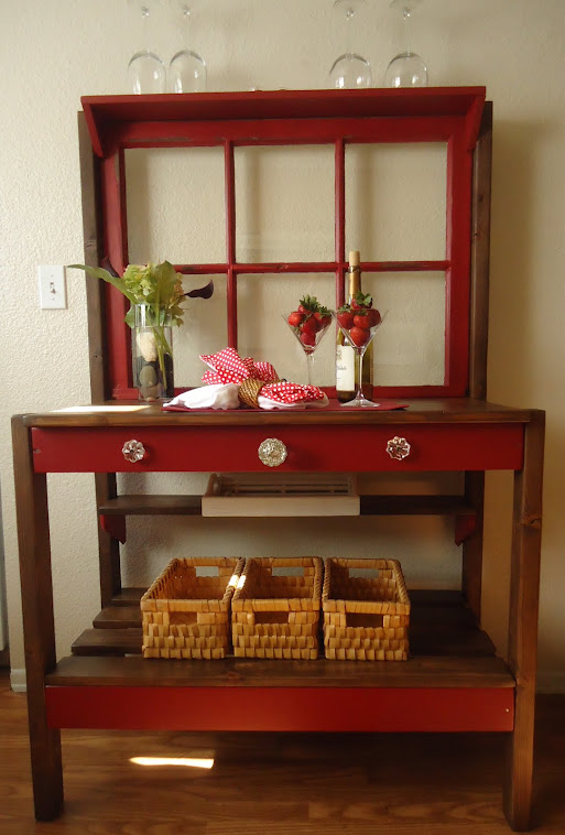 1950s Window Table in Barn Red with Vintage Hardware-SOLD