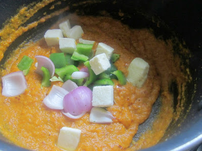 Add onion, capsicum and paneer - kadai paneer