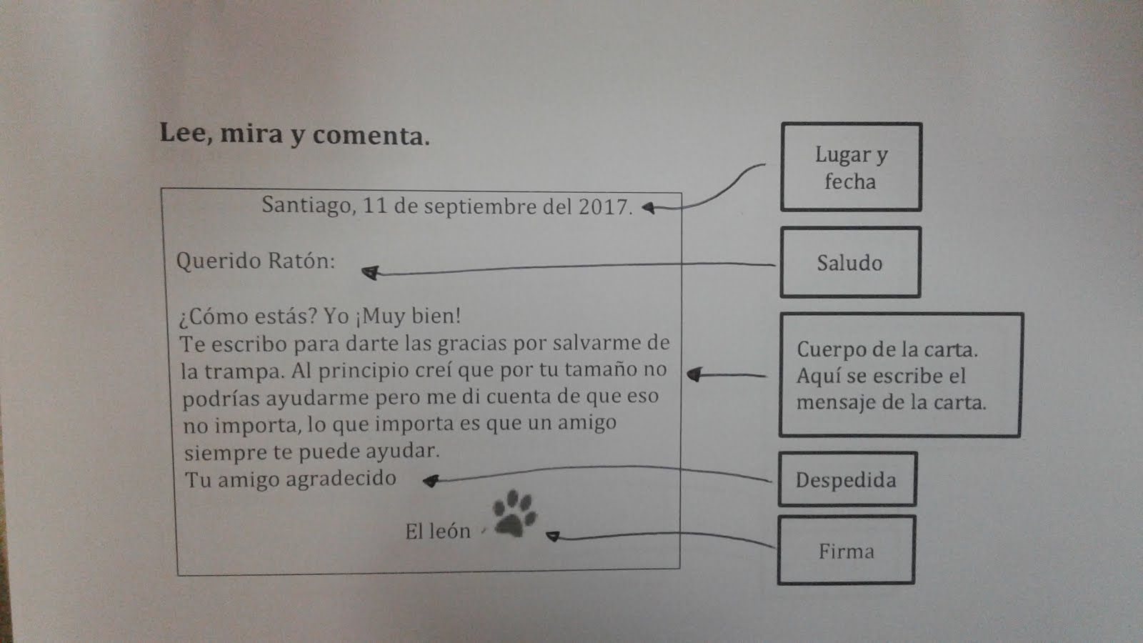 Tarea para el jueves 14 de sept: escribe una carta para un amigo.