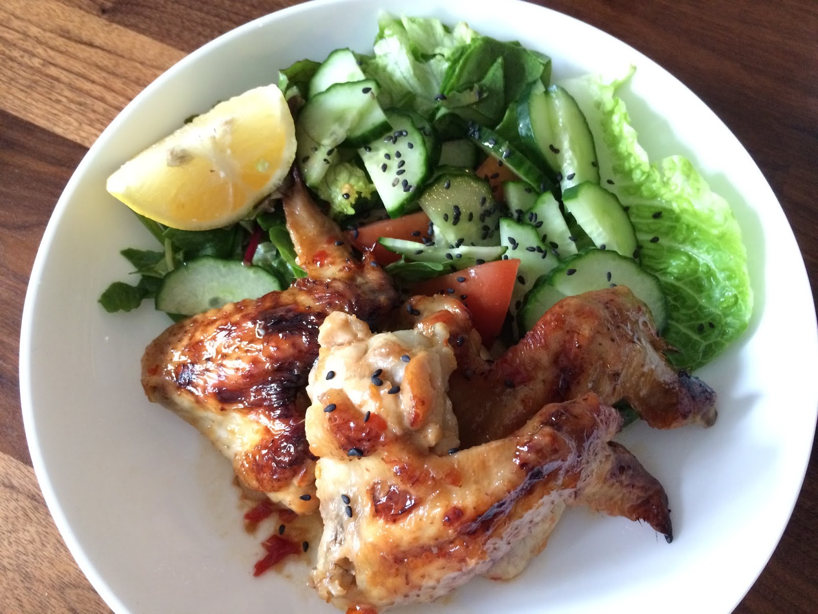 3 Ingredient Spicy + Tangy Chicken Wings with Salad / LUCY LOVES TO EAT