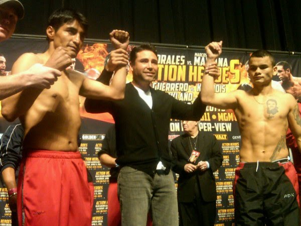 Morales, Maidana and @OscarDeLaHoya. Ready to fight! on Twitpic
