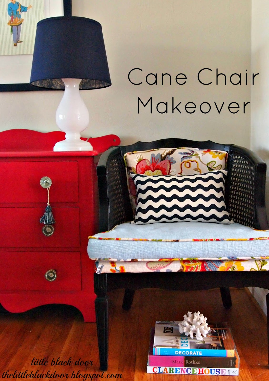 little black door cane chair makeover