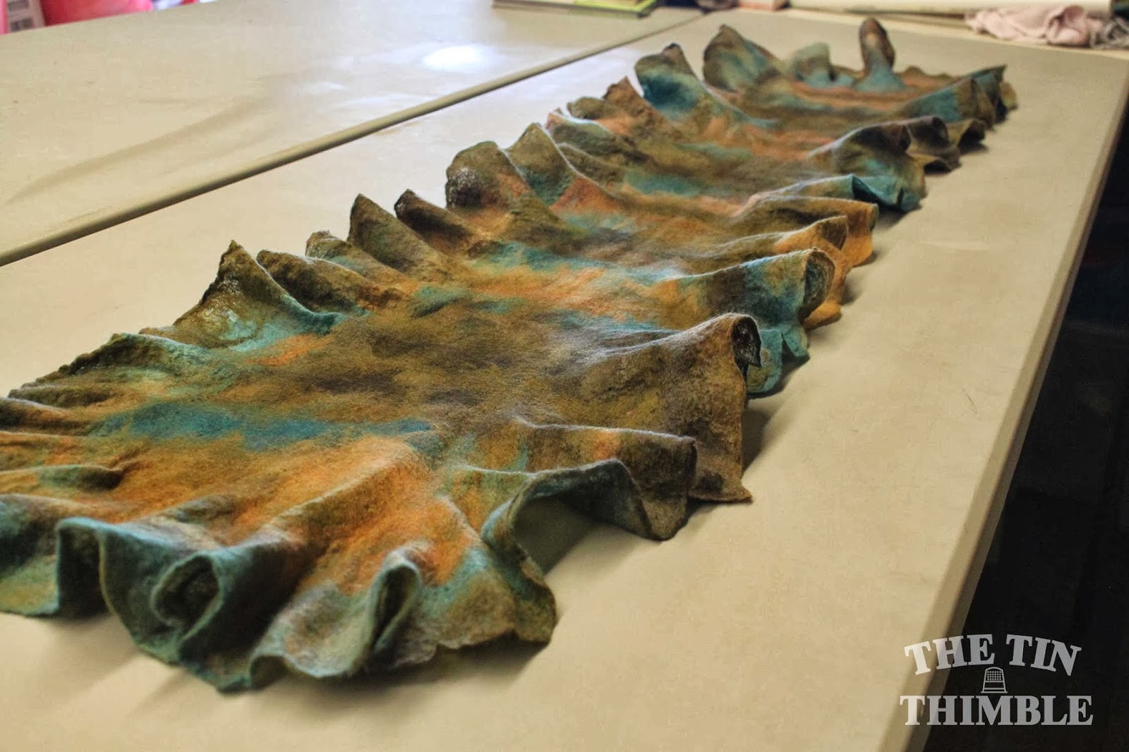 Wet Felted Ruffle Scarf The Tin Thimble