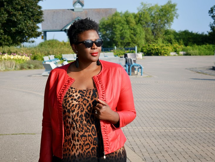 cheetah print and red outfit