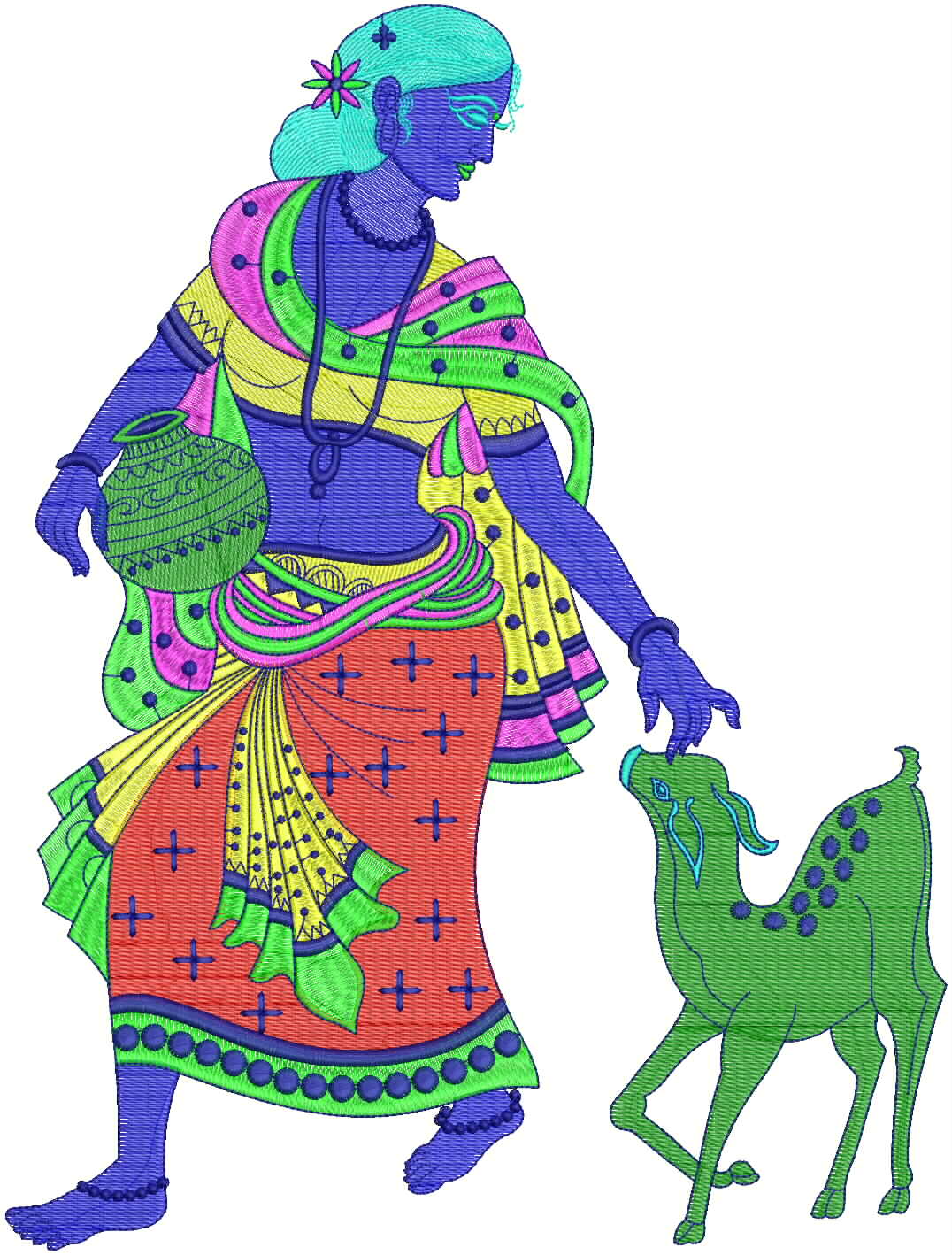 Embdesigntube live human figure embroidery design by suman pabolu