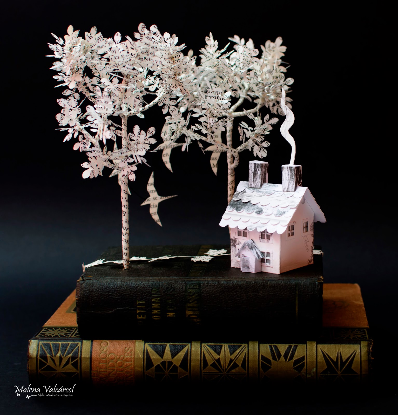 Malena Valcárcel original Art Miniature Paper House on Book Book