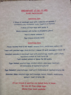 Robe, Providore, South Australia, menu Robe, Providore, South Australia, menu