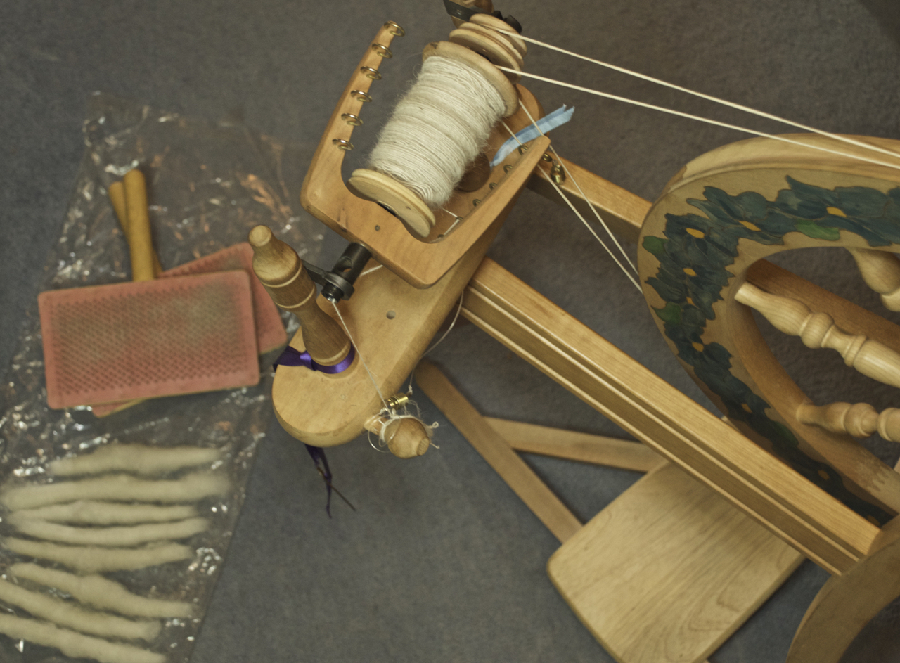 Stitchin' Bints Samoyed dog fur finished spinning