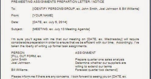 pre meeting email sample