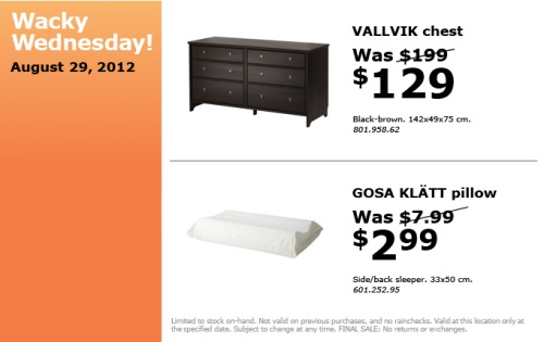 Canadian Daily Deals Ikea Canada Wacky Wednesday Deals Specials