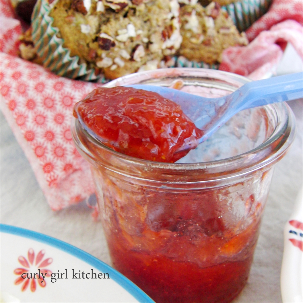 Curly Girl Kitchen Strawberry Rhubarb Jam and Banana Pecan Muffins