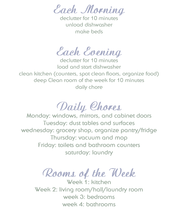 Daily cleaning schedule. http://www.lambertslately.com/2012/08/5-ways-to-clean-house-in-under-hour-day.html Daily cleaning schedule. http://www.lambertslately.com/2012/08/5-ways-to-clean-house-in-under-hour-day.html