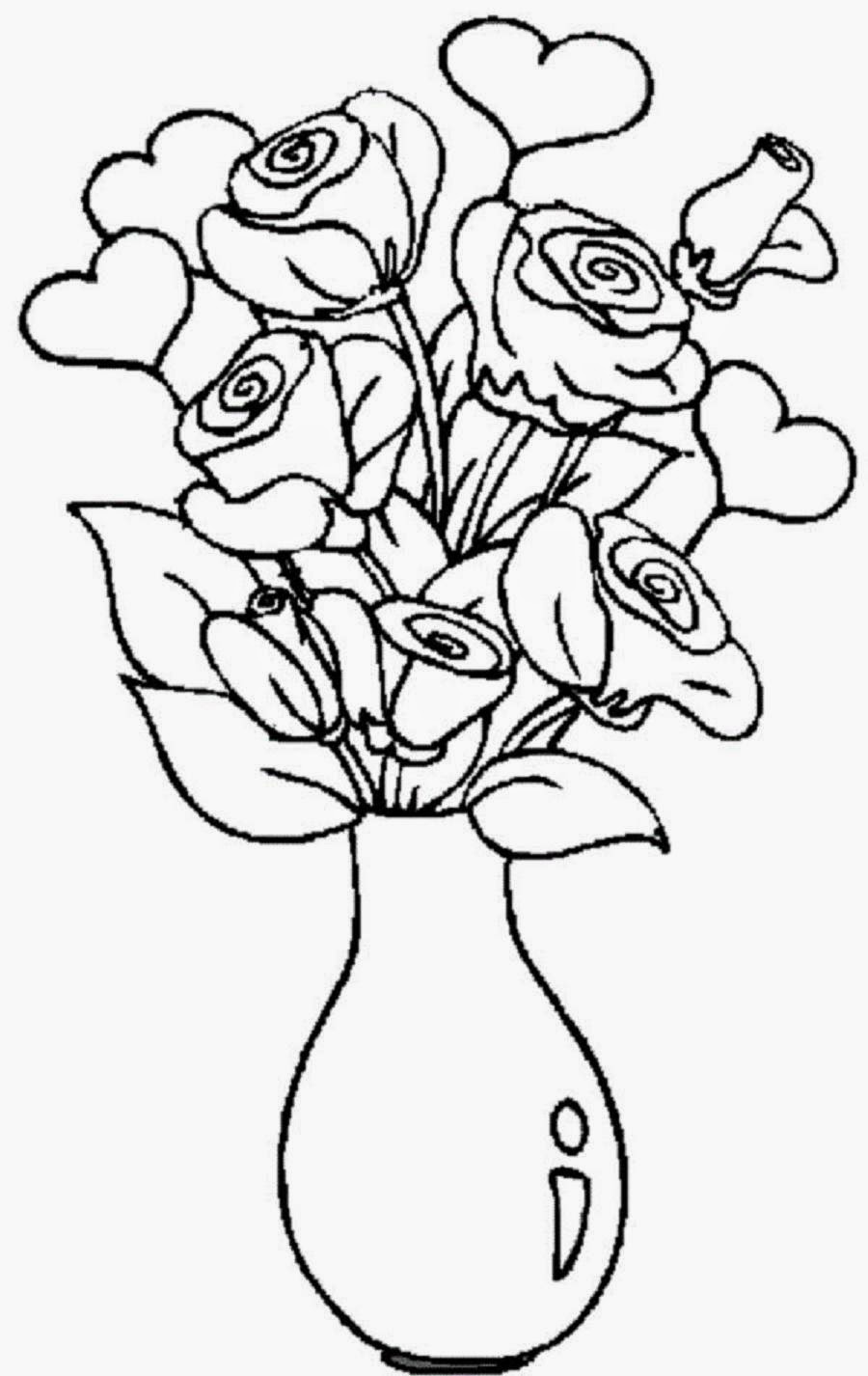 Beautiful And Lovely Vase Flowers Colour Drawing HD Wallpaper