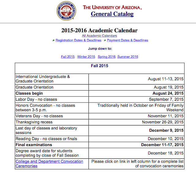 Mohamed A. Ansary 201516 Academic Calendar University of Arizona