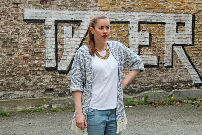 Jacquard-Kimono mit Fransen von Mango Jacquard-Kimono mit Fransen, Modeblog Köln, Modeblog, blauer Cardigan, Ethno-Cardigan, Boho-Cardigan