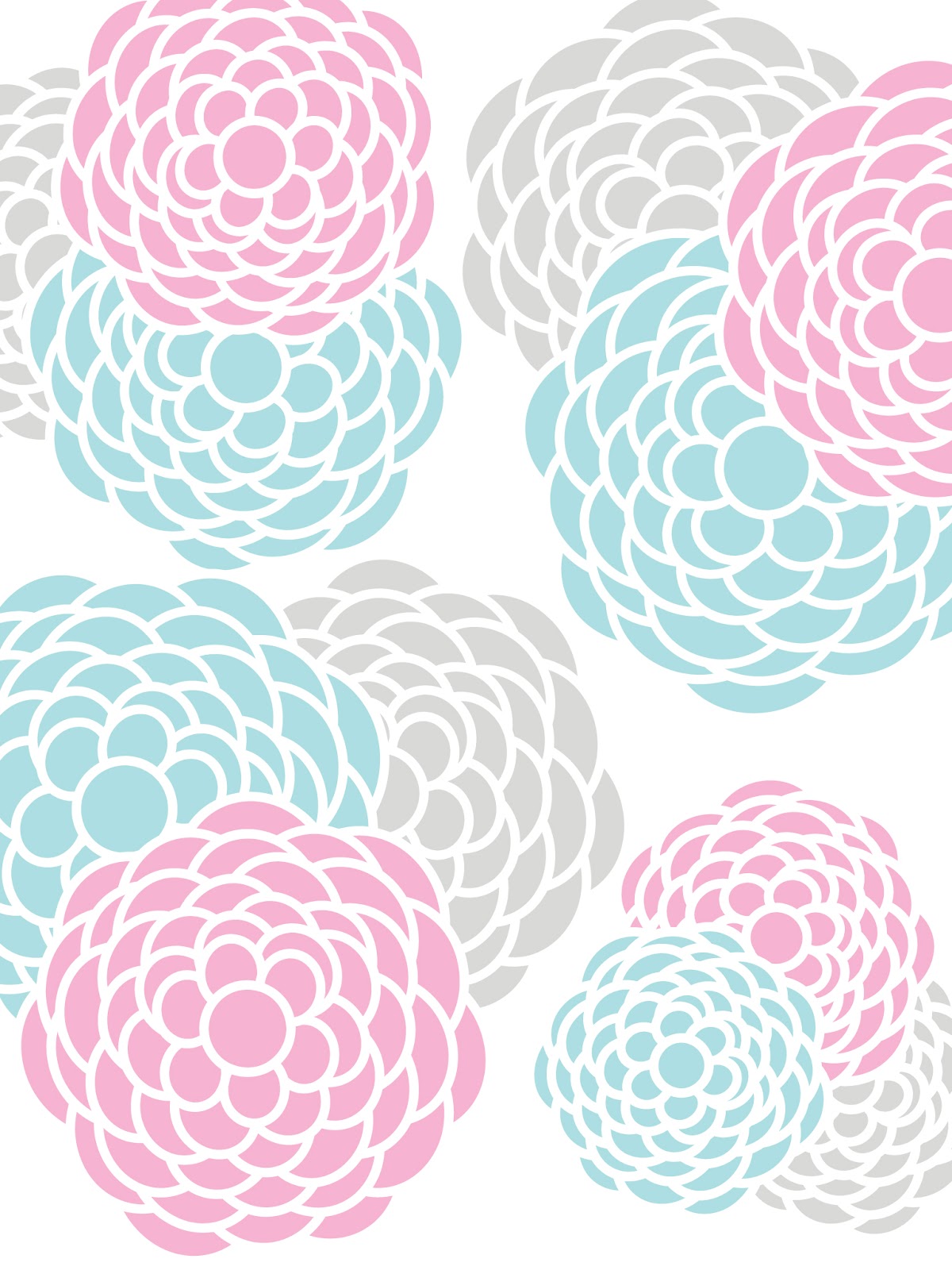 Floral Print…Aqua, Pink, Gray, Yellow - Wallpapers HD