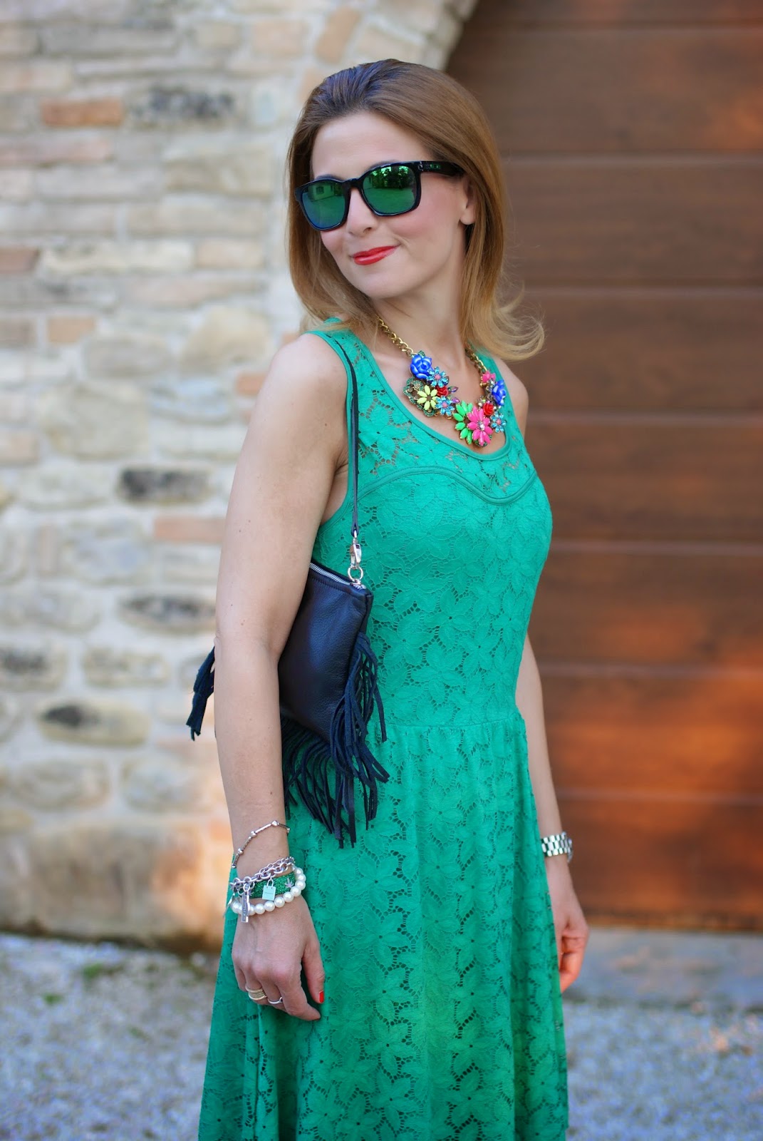 Morgan de toi lace dress, bob hat, oakley green sunglasses, Fashion and Cookies, fashion blogger