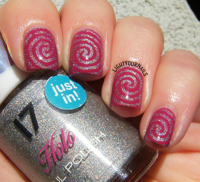 Holographic swirls with TNS Fuchsia and 17 Holo silver Holographic swirls with TNS Fuchsia and 17 Holo silver