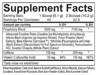 Jack3d Advanced formula Supplement Facts