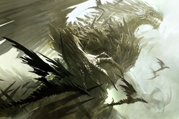 Kekai Kotaki ilustrações arte conceitual fantasia dragões, demônios e outros gigantescos monstros