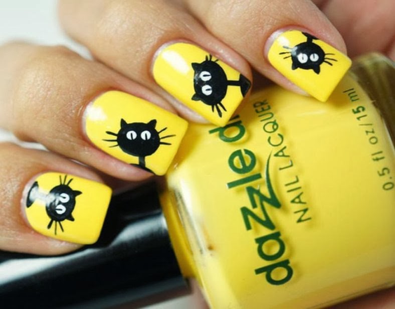 Nail Art Black Yellow : Yellow nail art ideahttp ailsside spot side