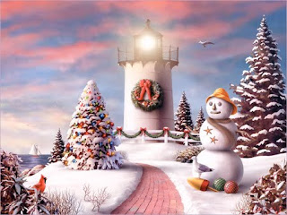 snowman and snowy background Christmas landscape