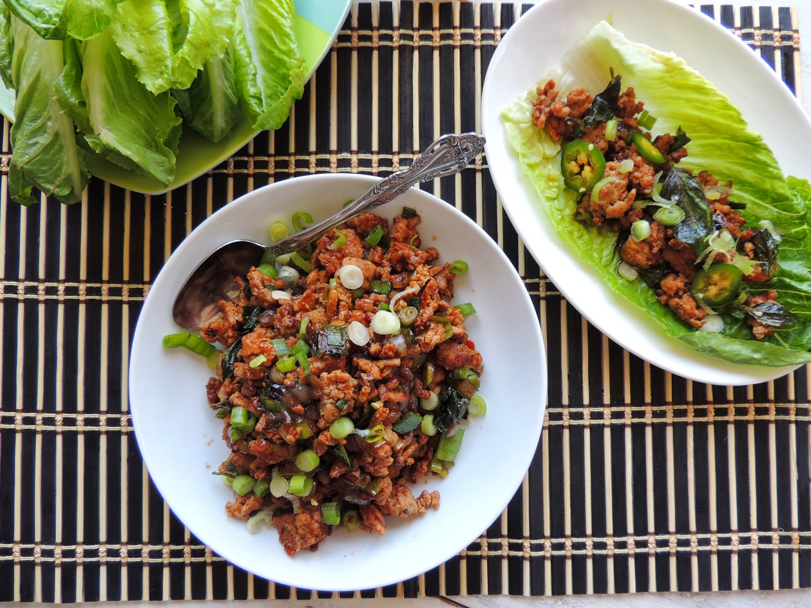 Leave a Happy Plate Spicy Thai Basil Chicken Lettuce Wraps