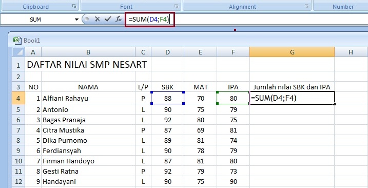 Cara menjumlahkan di ms excel