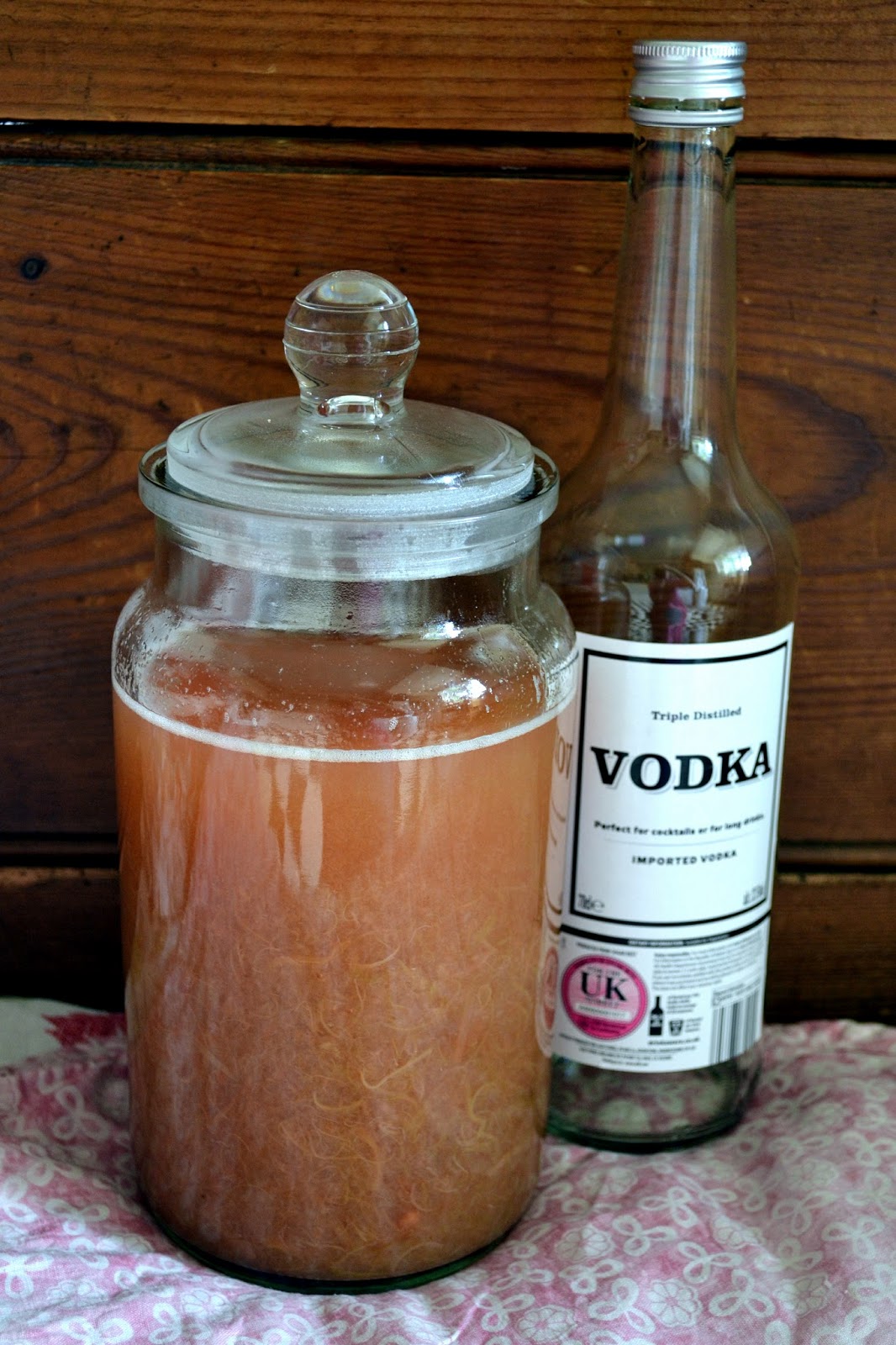 Homemade rhubarb vodka