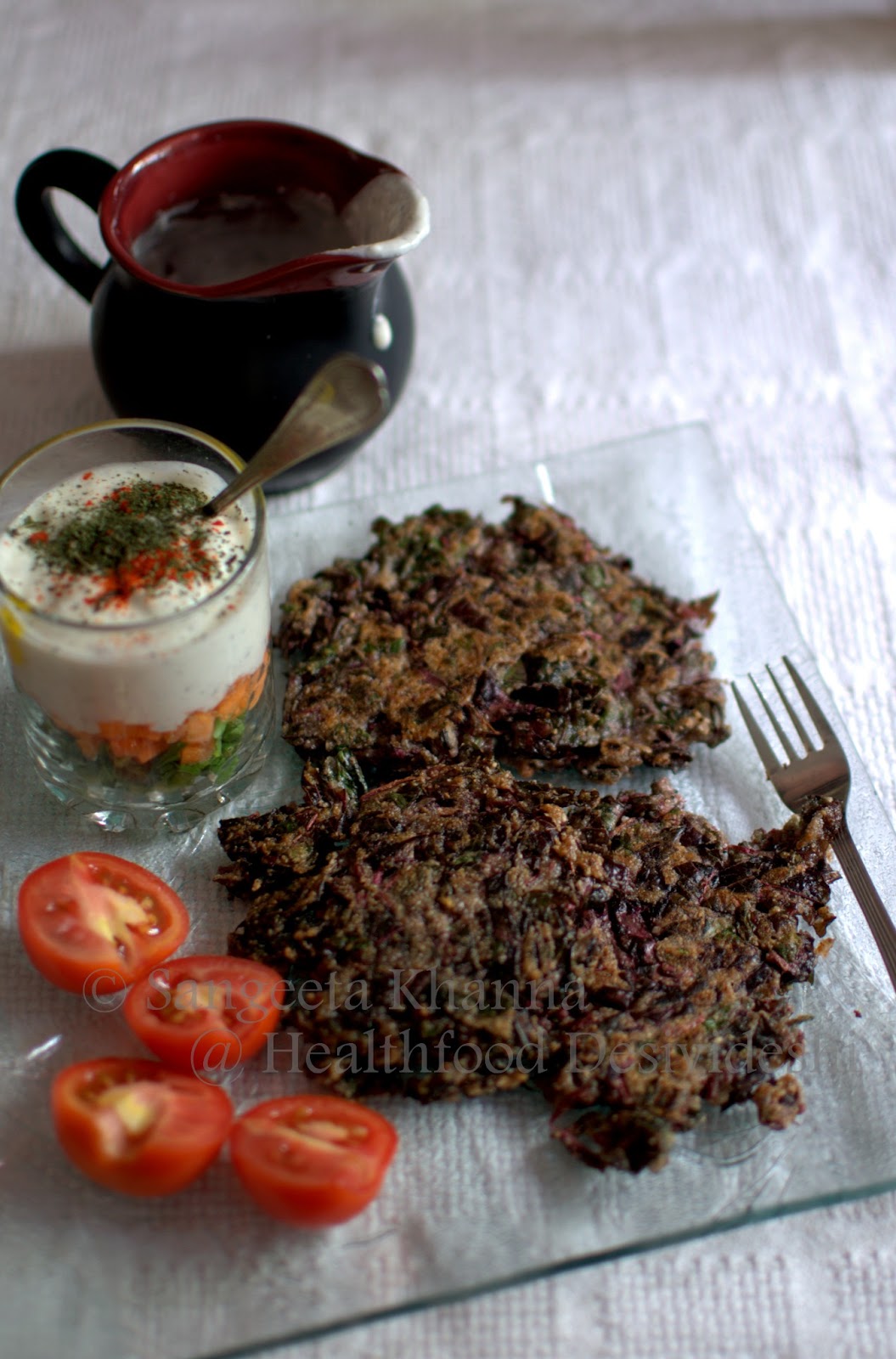 amaranth leaves and buckwheat flour savory pancakes for navtratri