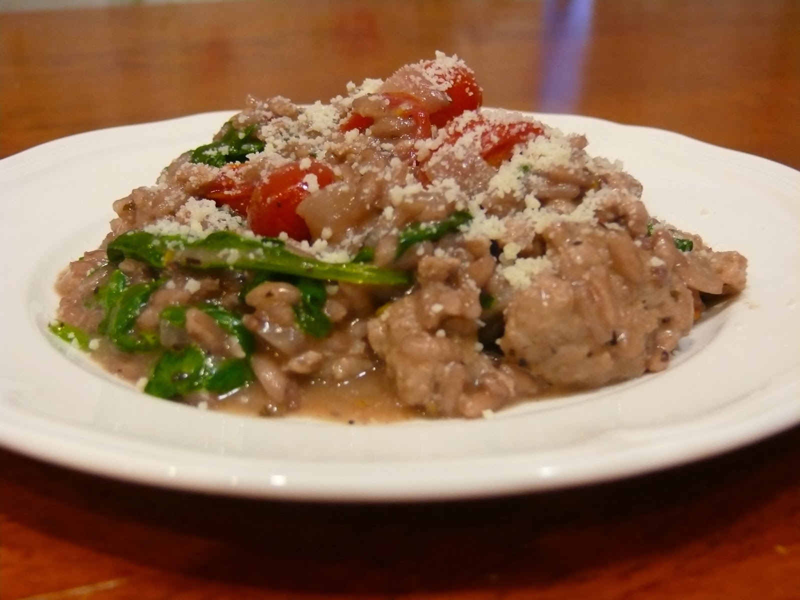 Imperfect & Fabulous Red Wine & Sausage Risotto