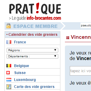 capture d'écran du site Info-brocantes.com (actualisée en mai 2015)