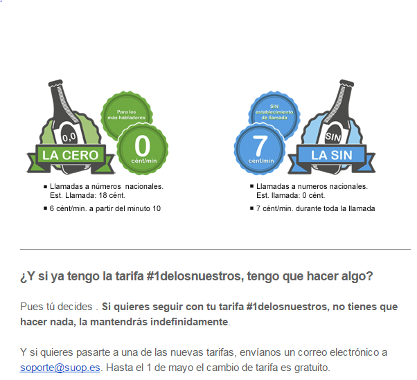 Nuevas tarifas de Suop. Elige la tarifa que más se adapte a ti.